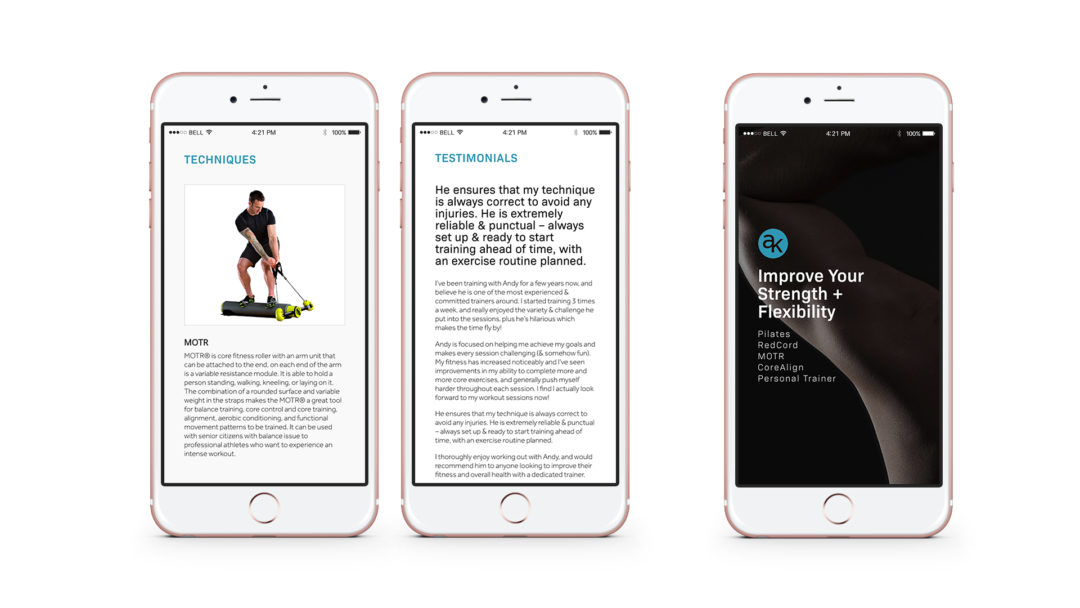 Two iphones displaying a fitness app.