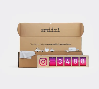 A cardboard box with a number of instagrams in it.