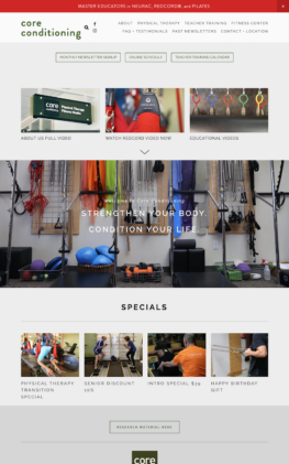 A website design for a fitness store.