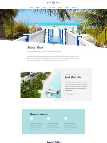 A website design for a beach resort.