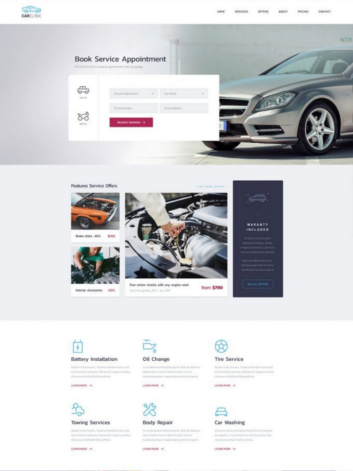 A website design for a car repair shop.