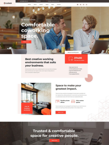 A website design for a coworking space.